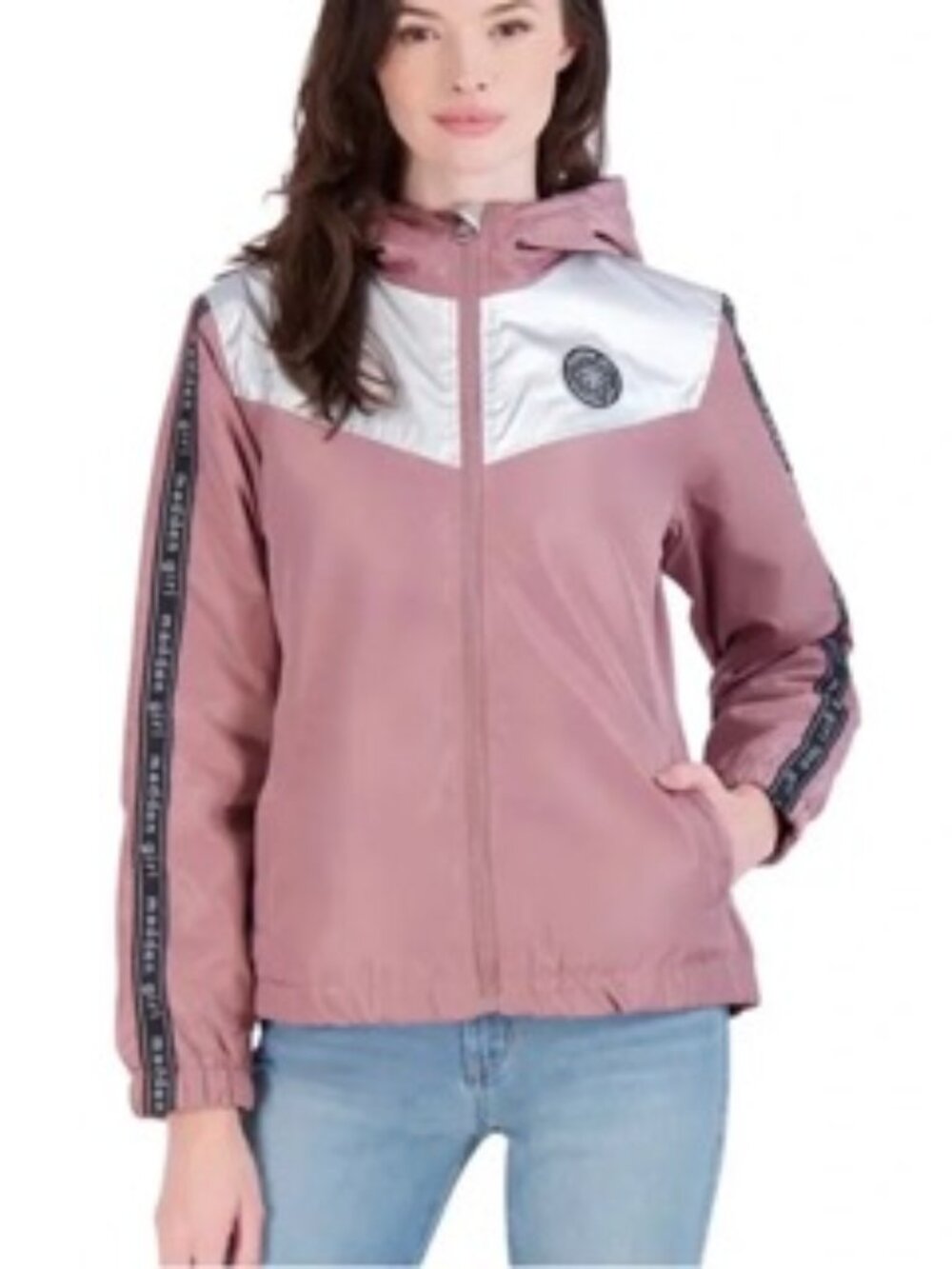 NWT Madden Girl Women's Lightweight Outerwear Hooded Jacket Dusty Rose Pink L